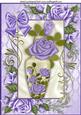 Vase of Purple Roses in Rose Frame with Bow A4