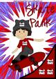 Skate Park Boy in Red/purple Abstract A4