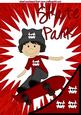 Skate Park Boy in Red Abstract A4