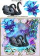 Black Swan with Fantasy Flowers and Butterfly 8x8