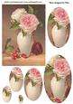 Pink/cream Roses in Vintage Vase Oval Pyramids