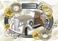 Vintage Car for Fathers Day in Steampunk Frame A4