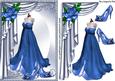 Blue Gown with Silver Drapes and Blue Rose