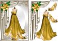 Gold Gown with Gold Drapes and Gold Rose