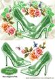 Green Sequin Shoes with Romantica Pink Roses