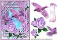 Pretty Pink Birds with Roses in Fantasy Window Scene