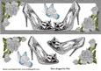 Pretty Silver Sequin Shoes with Roses Dl