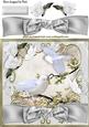 White Exoctic Birds with Bow and White Roses 8x8