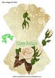 Cream Rose with Bow on Gold Rose Background Rocker Card