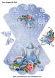 Blue Floral Teapot with Roses and Bow Rocker Card