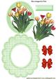 Spring Red/yellow Tulips in Gingham with Bows Rocker Card
