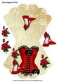 Red Basque with Red Shoes and Roses Rocker Card