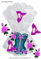 Cerise/turq Basque and Shoes with Cerise Roses Rocker Card