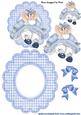 Cute Bunny Girl in Blue Gingham Scalloped Rocker with Bows