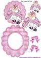 Cute Bunny Girl in Pink Scalloped Rocker with Bows