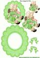 Cute Bonnet Girl in Green in Scalloped Rocker Card