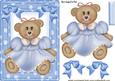 Teddy Girl in Blue, in Blue Spot Frame with Bows