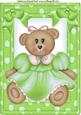 Teddy Girl in Green Spot Frame with Bows A4