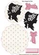 Vintage Sillouette Lady with Bows on Floral Scalloped Rocker