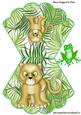 Cute Jungle Tiger with Frog on Scalloped Rocker Card
