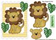 Wooden Lion with Leaves in Scalloped Frame