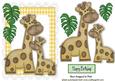 Wooden Giraffe and Baby with Leaves in Scalloped Frame