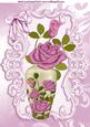 Pink Roses in a Vase with Butterflies A4