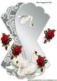 Red Roses with White Swans Rocker Card