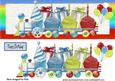 Blue Cupcake Train with Balloons Dl