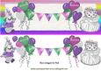 Birthday Cake with Purple Clown and Balloons Dl