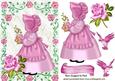 Little Bonnet Girl in Pink Rose Frame with Little Birds