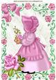 Little Bonnet Girl in Pink Rose Frame A4