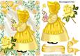 Sunshine Bonnet Girl in Frame of Gold Roses