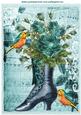 Vintage Rose Boot with Birds and Music Sheet A4