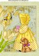 Little Bonnet Girl in Yellow with Puppy on Music A4