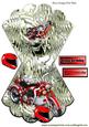 Red Motorcycle with Helmet on Silver Mettalic Rocker Card