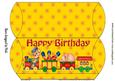 Lovely Teddy and Toy Train in Yellow Pillow Box Dl