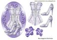 Pretty Lilac Lace Basque with Shoes and Flowers