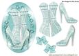 Pretty Turq Lace Basque with Shoes and Bows