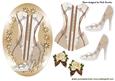 Pretty Gold/beige Lace Basque with Shoes and Roses