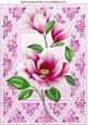 Pretty Pink Flowers in Ornate Frame with Butterflies A4