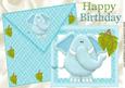 Cute Little Blue Ele on a Card and Envelope A4
