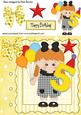 Birthday Girl Aged 5 with Balloons 8x8