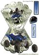 Blue Muddy Quad Bike on Mettalic Rocker Card