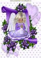 Praying Angel on a Scroll with Purple Roses A4