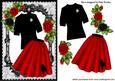 Red Poodle Skirt and Jumper with Roses in Lace Frame