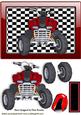 Red Quad Bike in Glass Ornate Frame with Helmet
