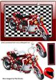 Red Motor Bike in Glass Ornate Frame with Helmet A4