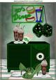 50's Diner with Green Radio, Fries and Milkshakes A4