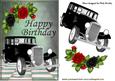 Black Vintage Roadster Car with Roses